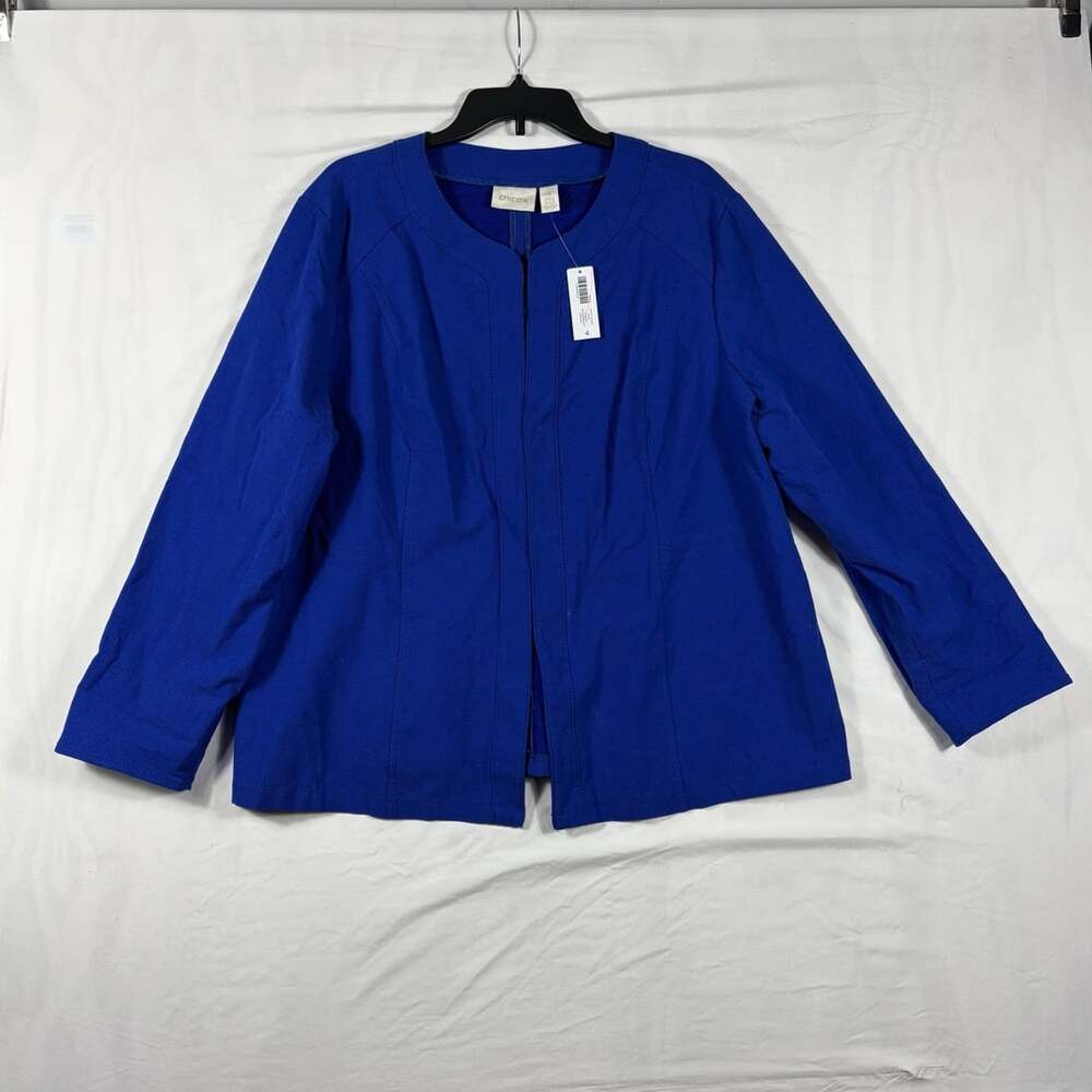 Chico'S Alicia Texture L/S Jacket Size 4 Mysterious Blue